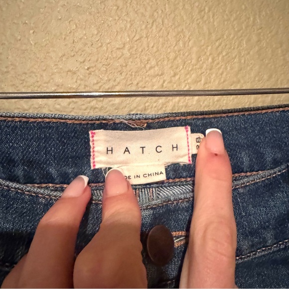 Hatch Maternity Dark Wash Distressed Cropped Flare Jeans Blue Size 28 - Picture 3 of 6